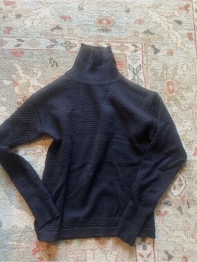 Men S.N.S herning Navy Textured Turtleneck Sweater